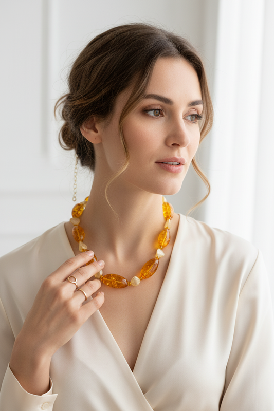 Natural yellow amber necklace – stylish &amp; unique