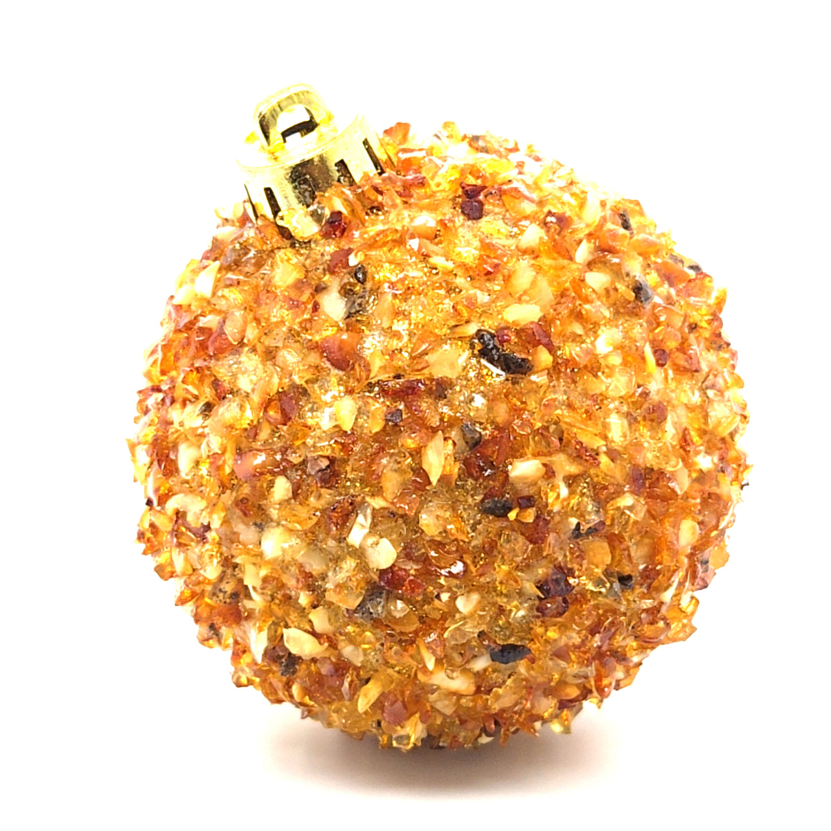 Luxus Christbaumschmuck mit Naturbernstein – Edle Weihnachtskugel im warmen Gold- und Orangeton