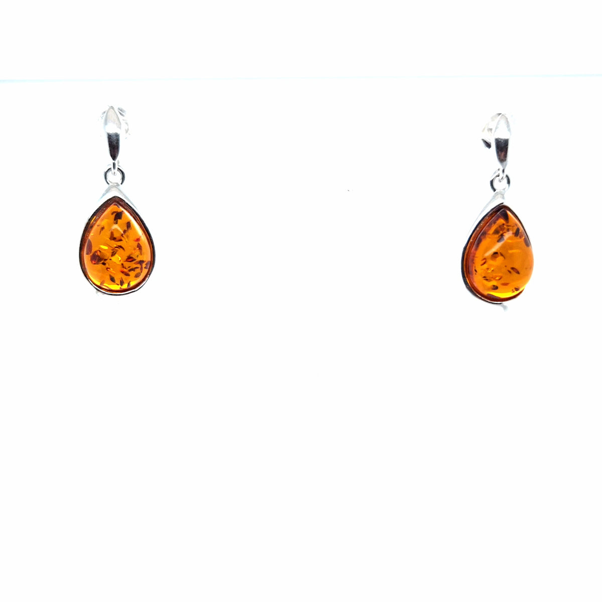 Elegante 925er Silber-Ohrstecker mit echtem Ostsee-Bernstein – Orange & Grün