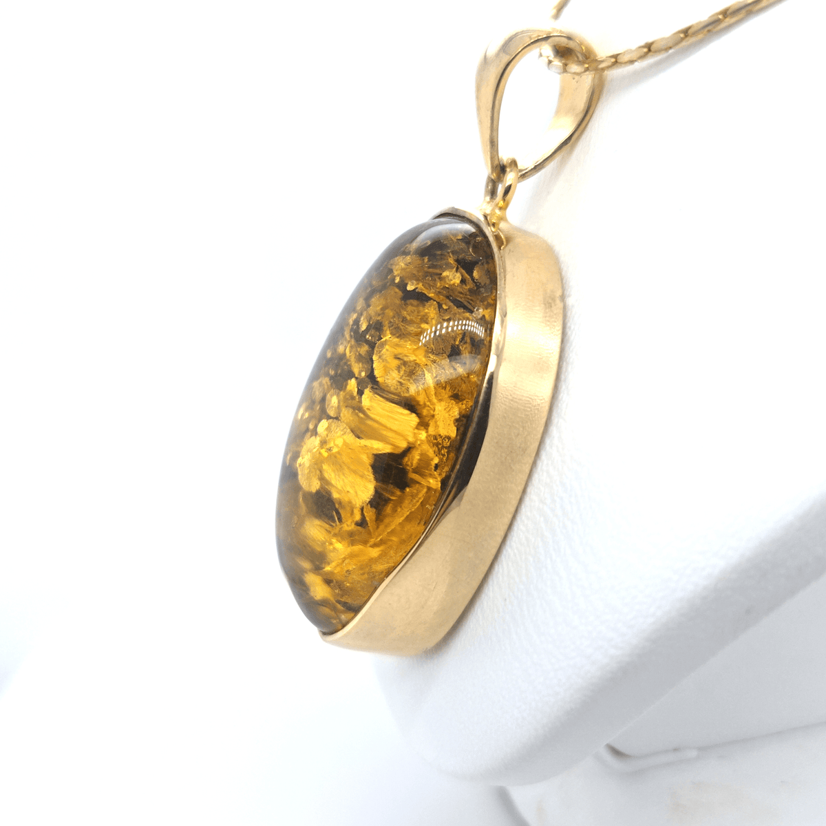 Bernstein-Herz Anhänger in 24 Karat vergoldetem Silber – elegantes Unikat, Geschenk von Herzen