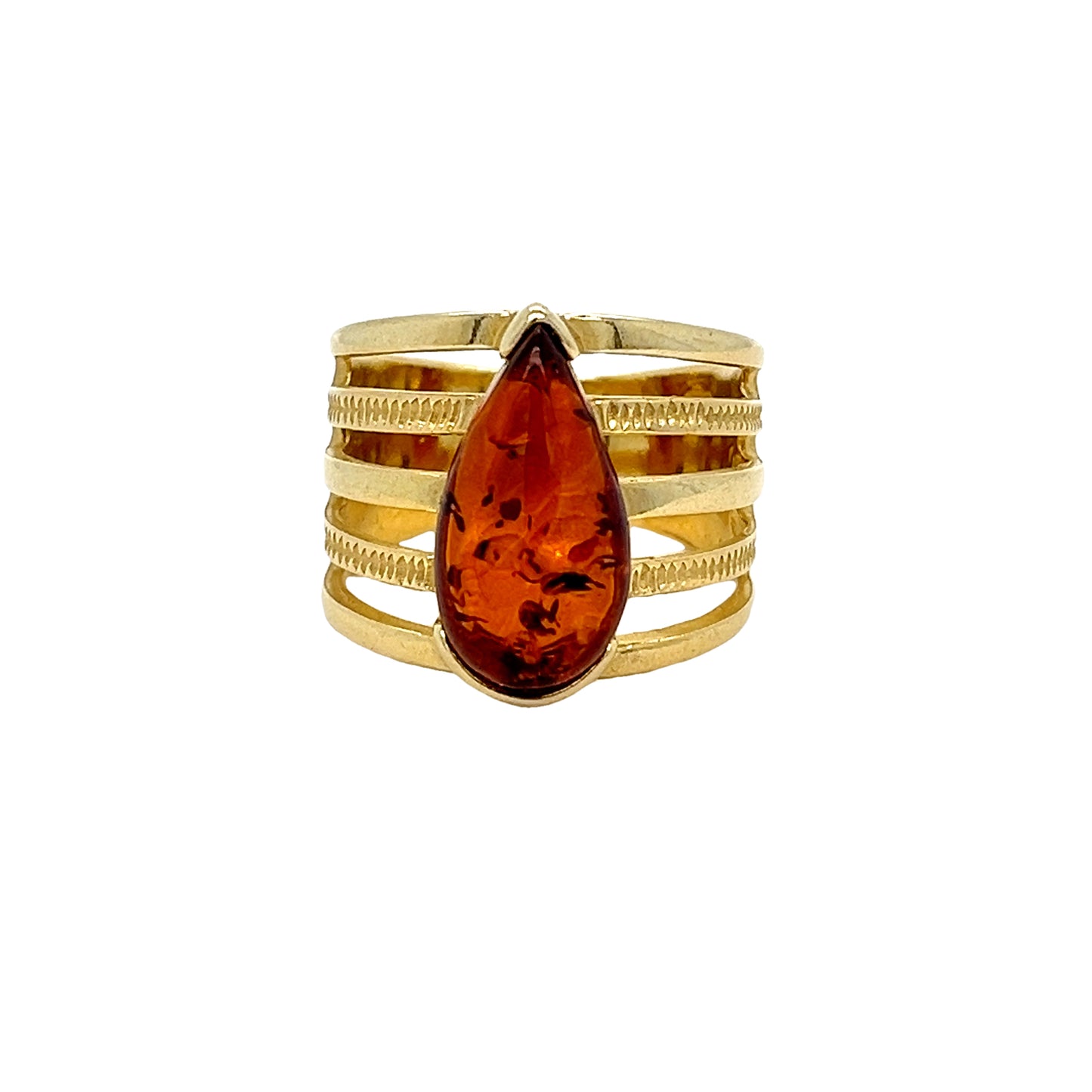 Goudkleurige ring met barnsteen – stijlvol & vrouwelijk
