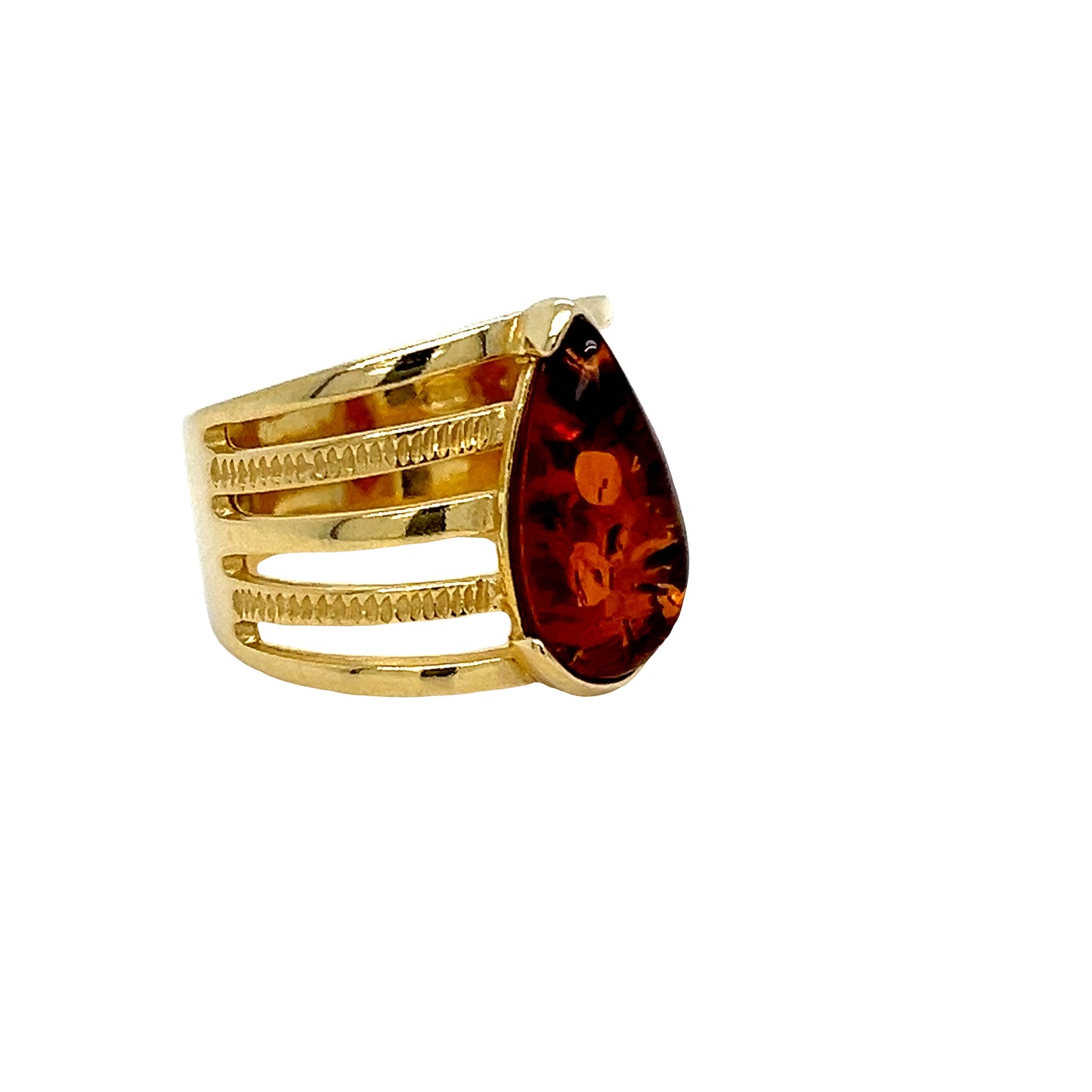 Goudkleurige ring met barnsteen – stijlvol & vrouwelijk