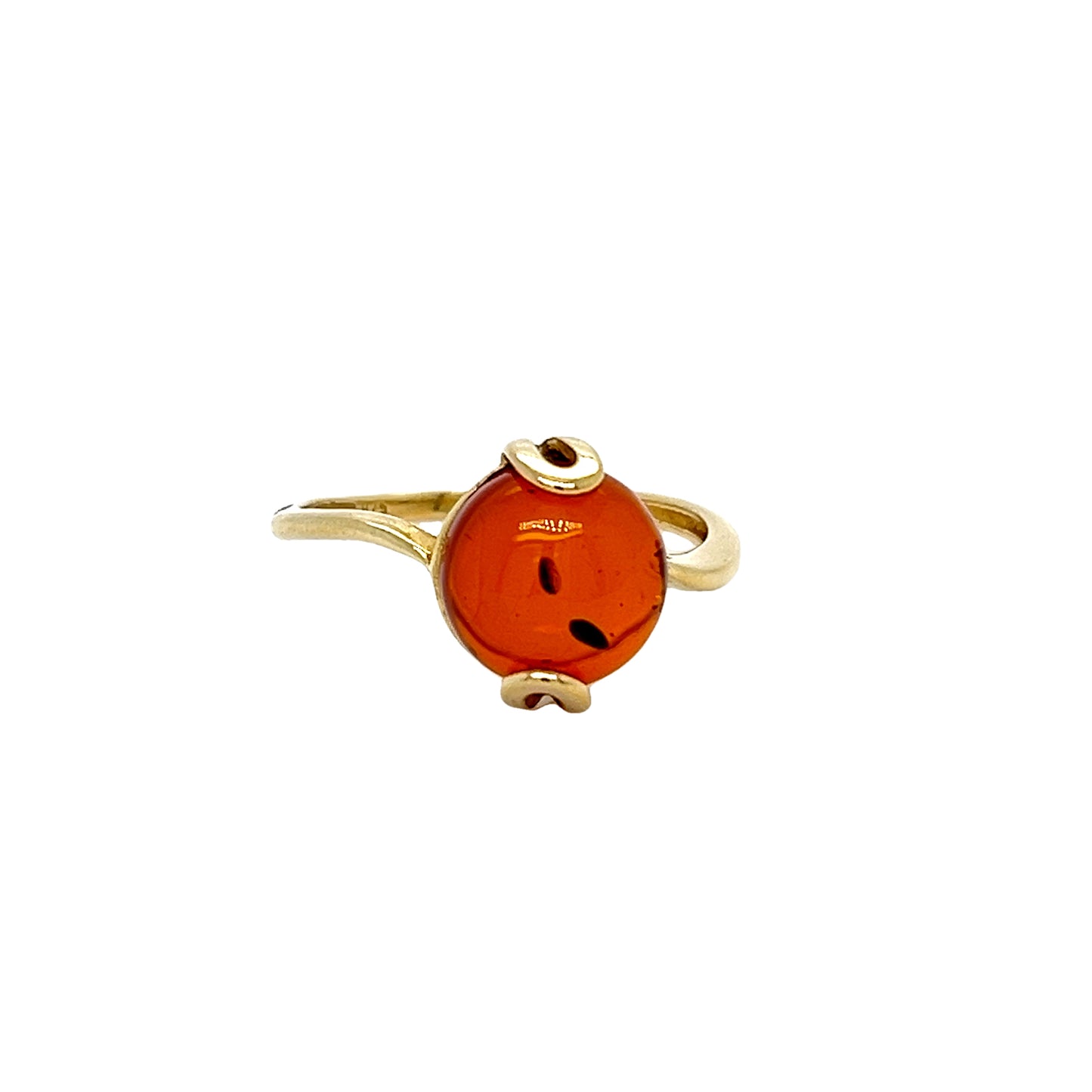 Damesring met barnsteen – 24 K verguld 925 sterling zilver
