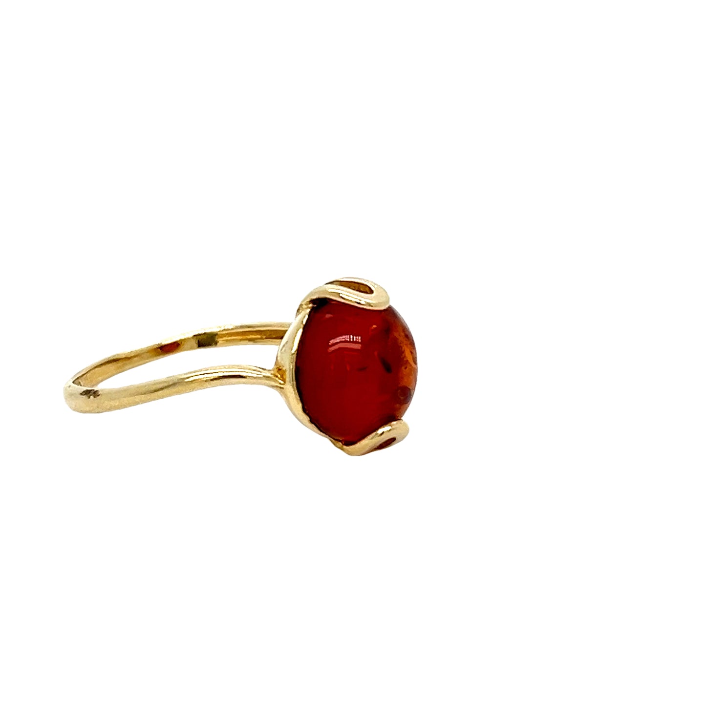 Damesring met barnsteen – 24 K verguld 925 sterling zilver