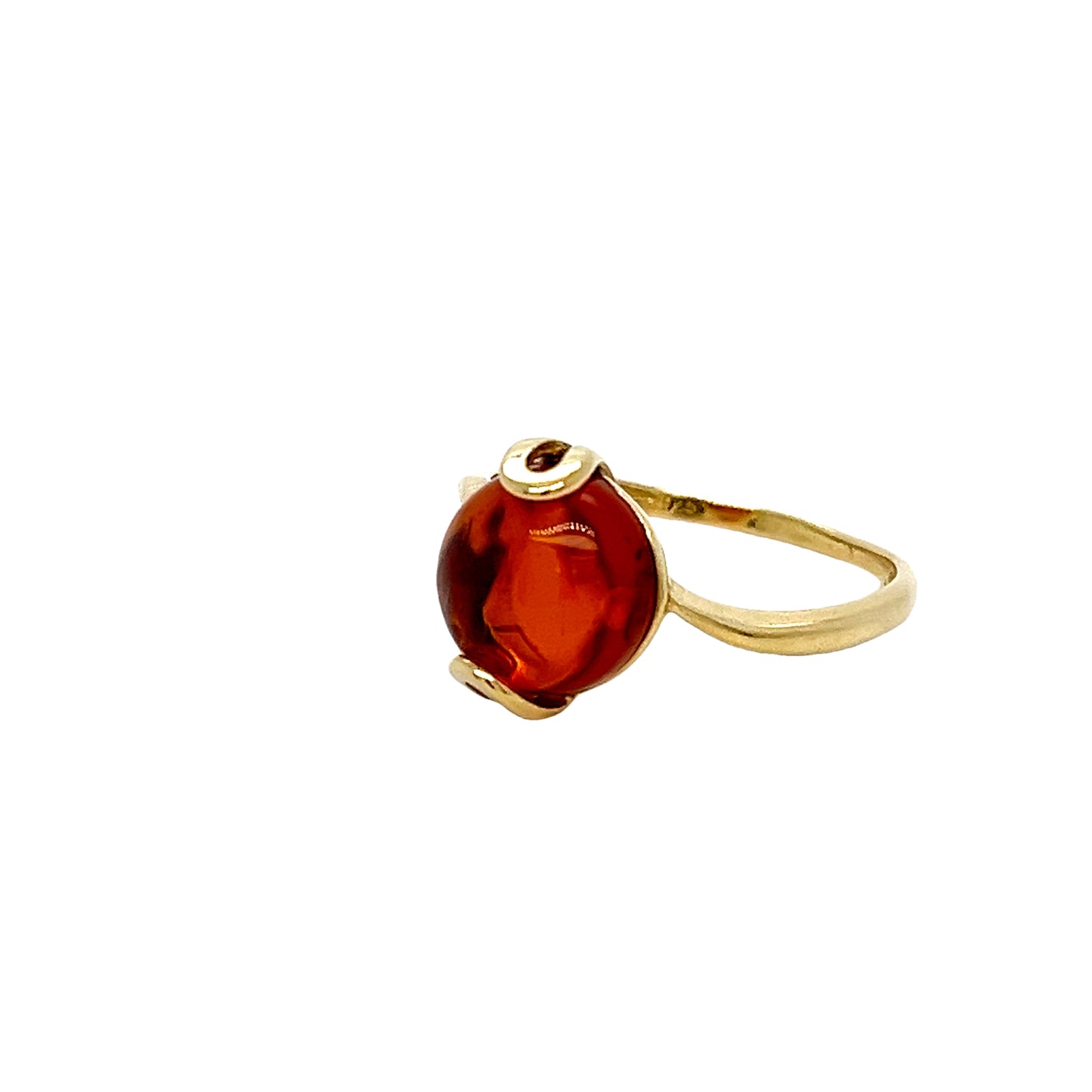 Damesring met barnsteen – 24 K verguld 925 sterling zilver