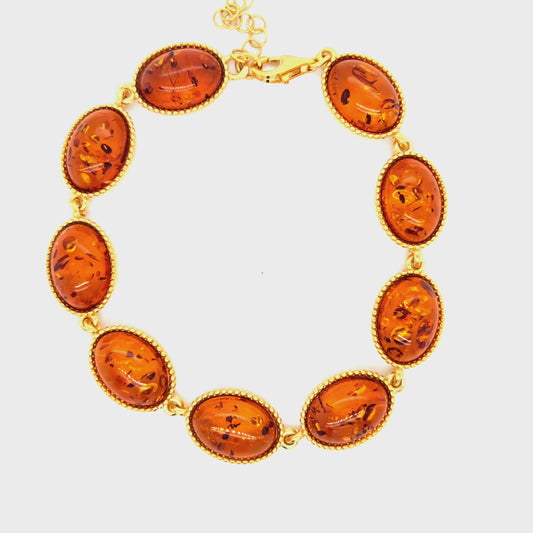 Ostsee Bernstein Armband Cognac vergoldet