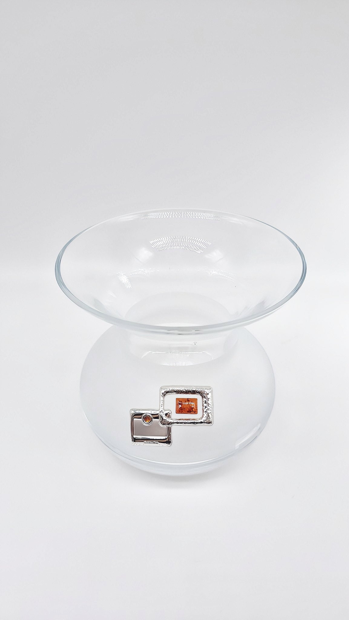 Elegante vaas met zilver en barnsteen