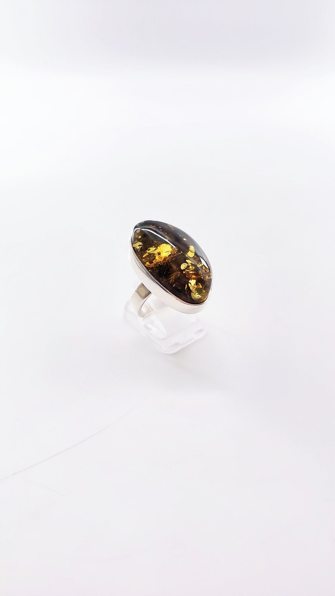 Statement ring made of natural amber