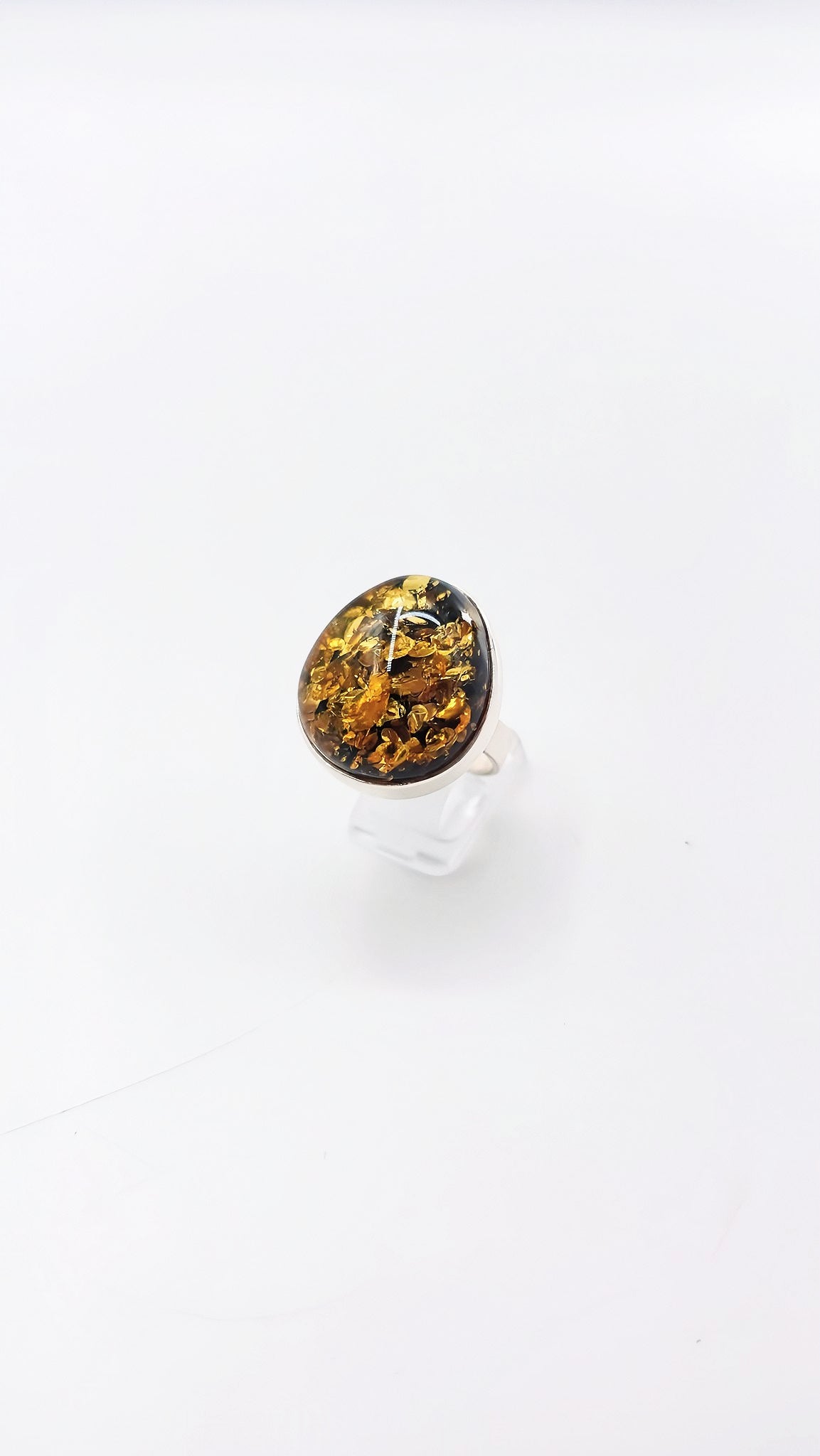 Natural elegance: Green amber ring in sterling silver