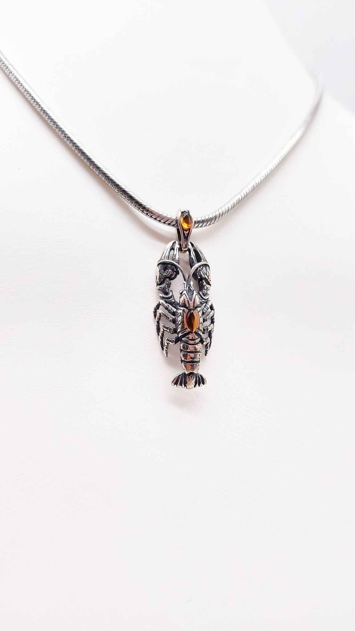 Cancer Zodiac Pendant – 925 Silver &amp; Amber