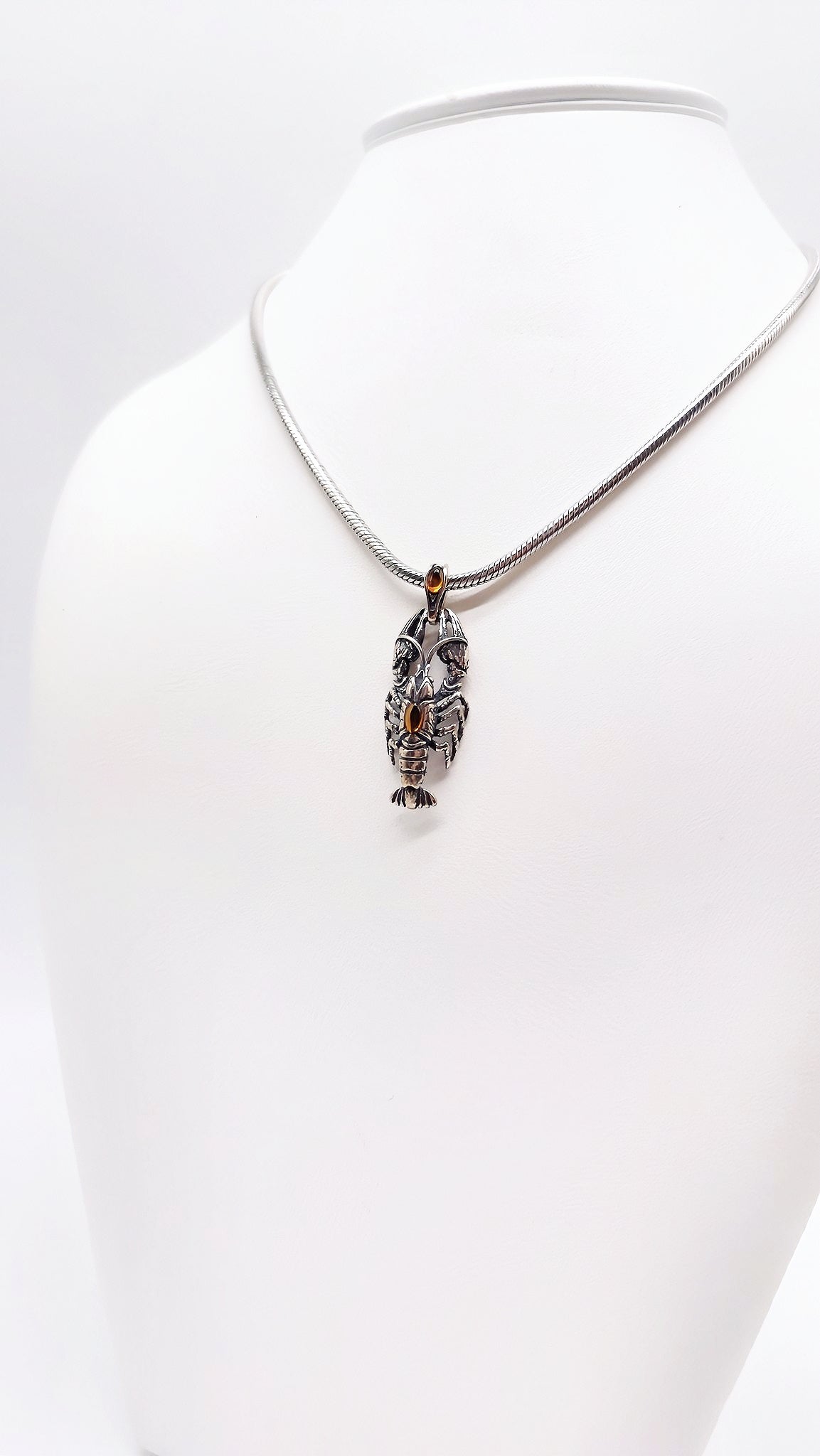 Cancer Zodiac Pendant – 925 Silver &amp; Amber