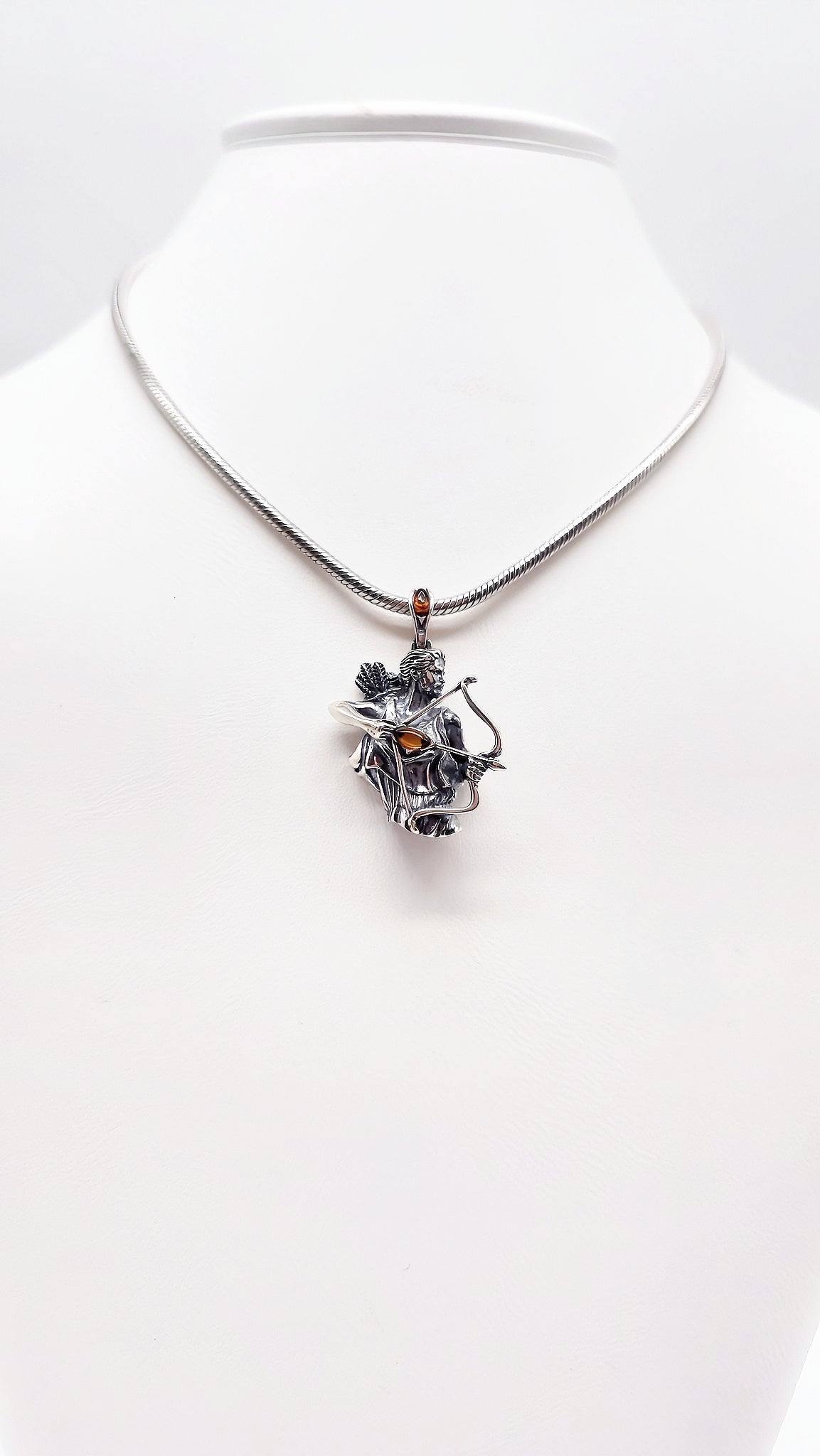 Sagittarius Zodiac Pendant – 925 Silver &amp; Amber