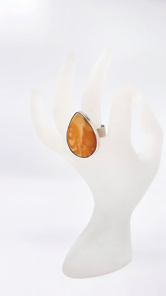 Unikatschmuck: Bernstein-Ring aus Sterlingsilber