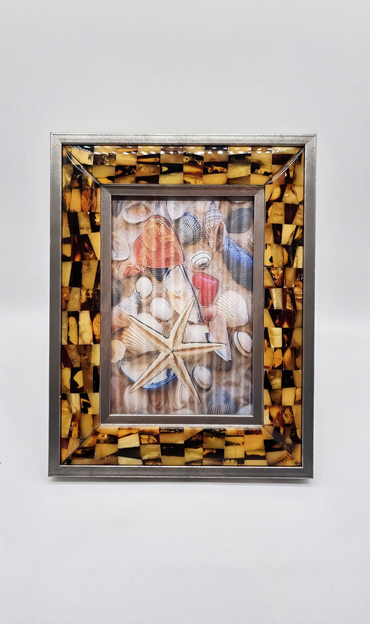 Premium-Bilderrahmen mit echtem Bernstein – Handgefertigt & stilvoll