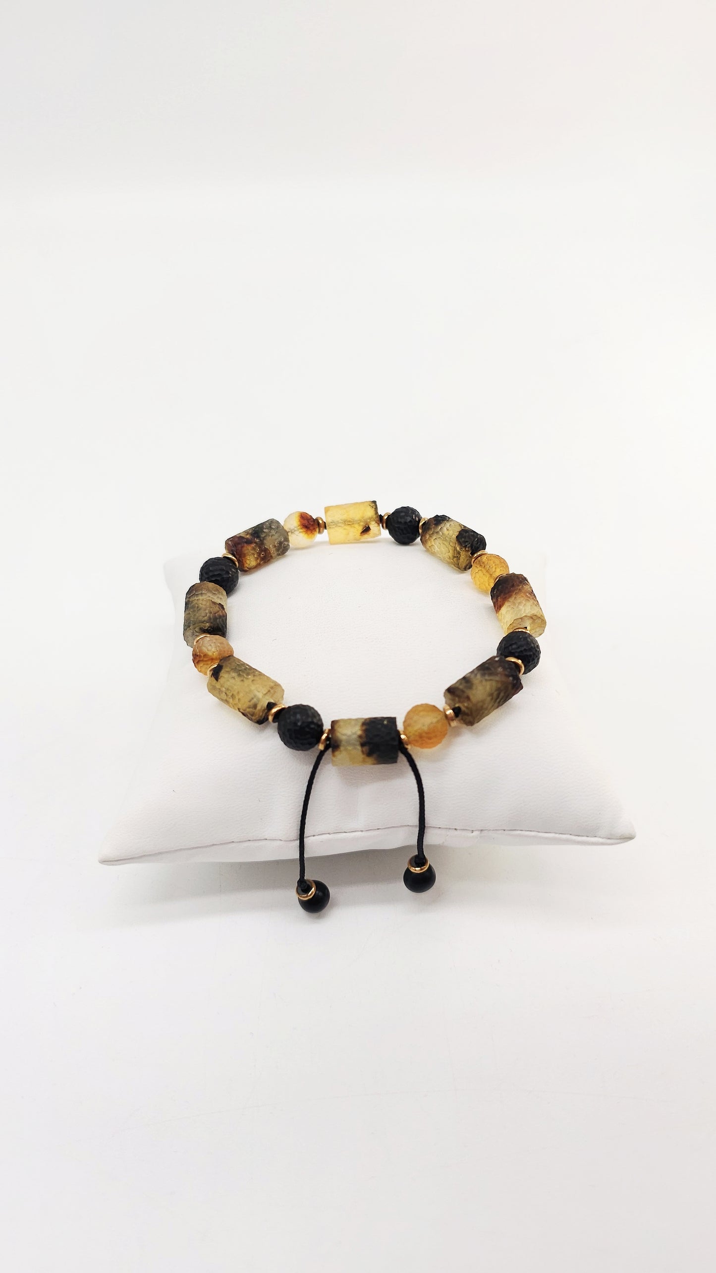 Stylisches Bernstein Armband Unisex mit Goldoptik