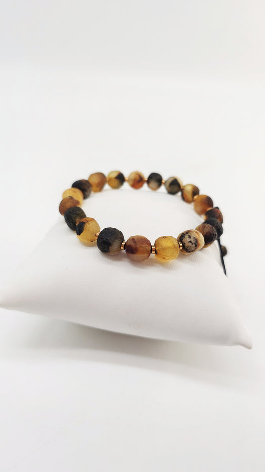 Elegant Bracelet Made of Genuine Amber, Adjustable