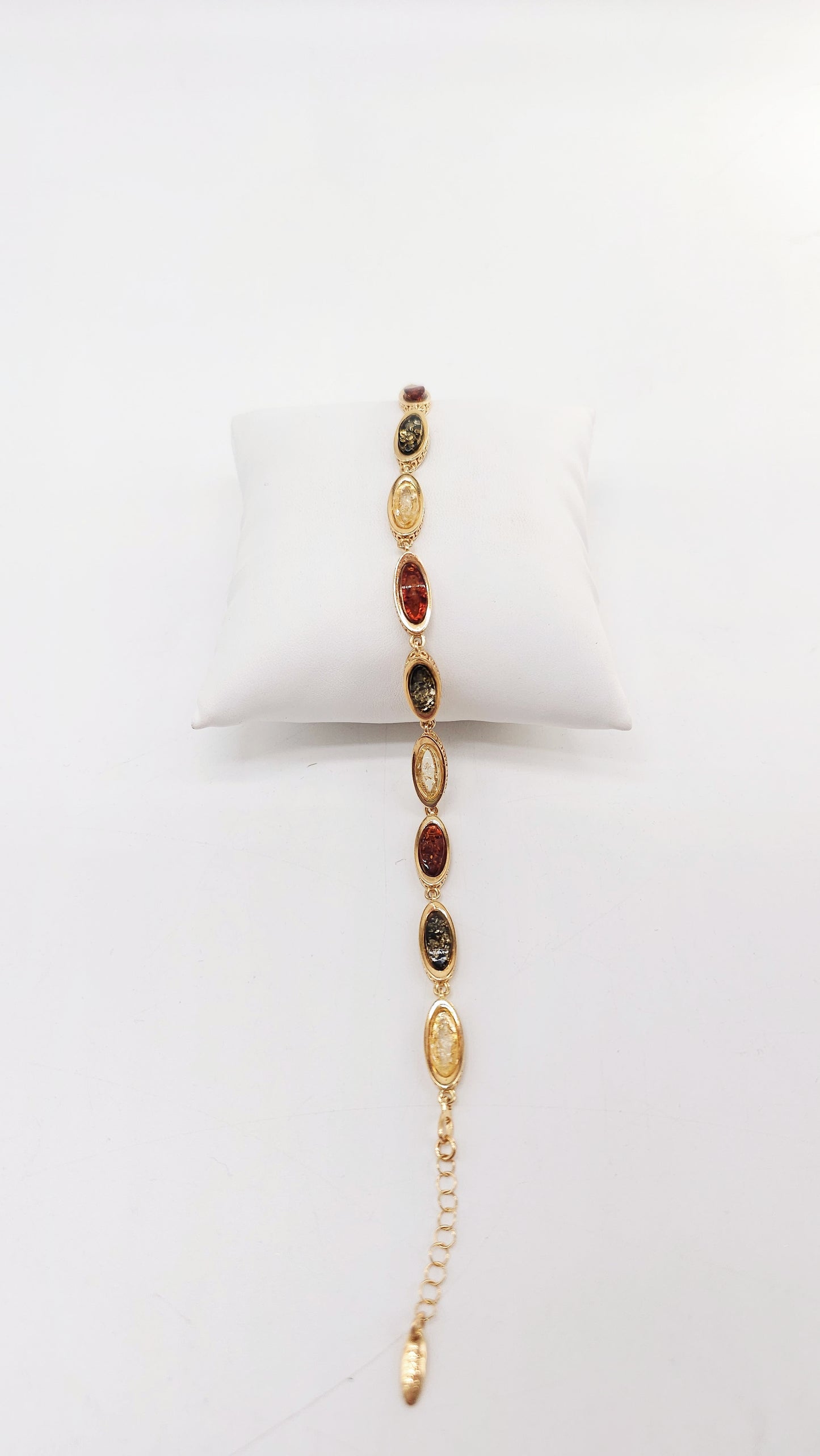 Natural amber bracelet in gold look