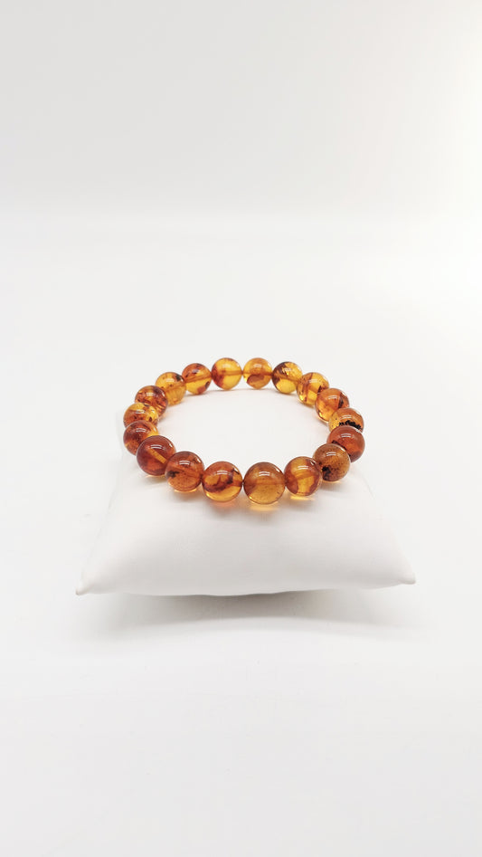 Honey-colored natural stone bracelet made of genuine amber