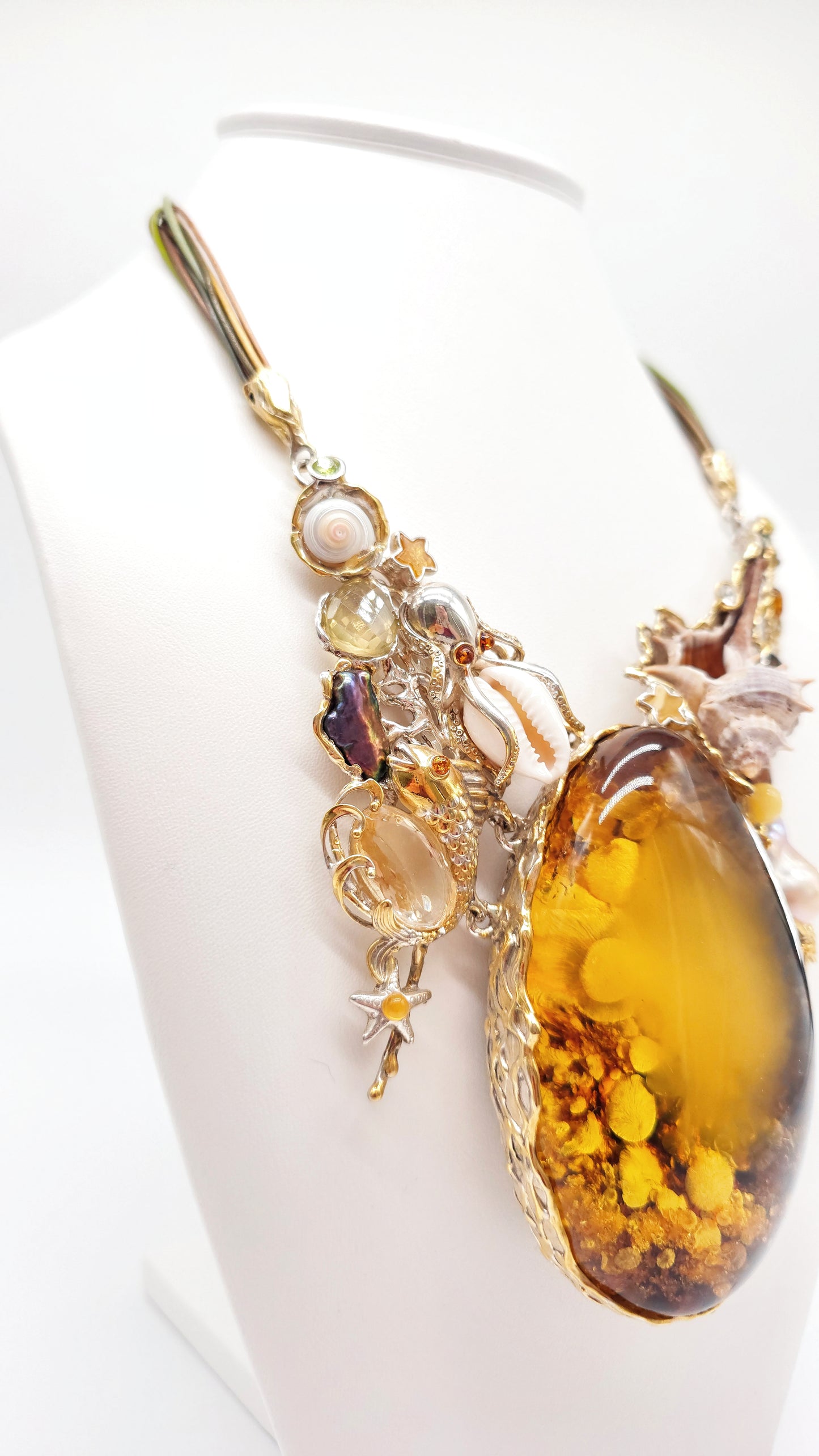Collier de bijoux marins en argent doré – fait main