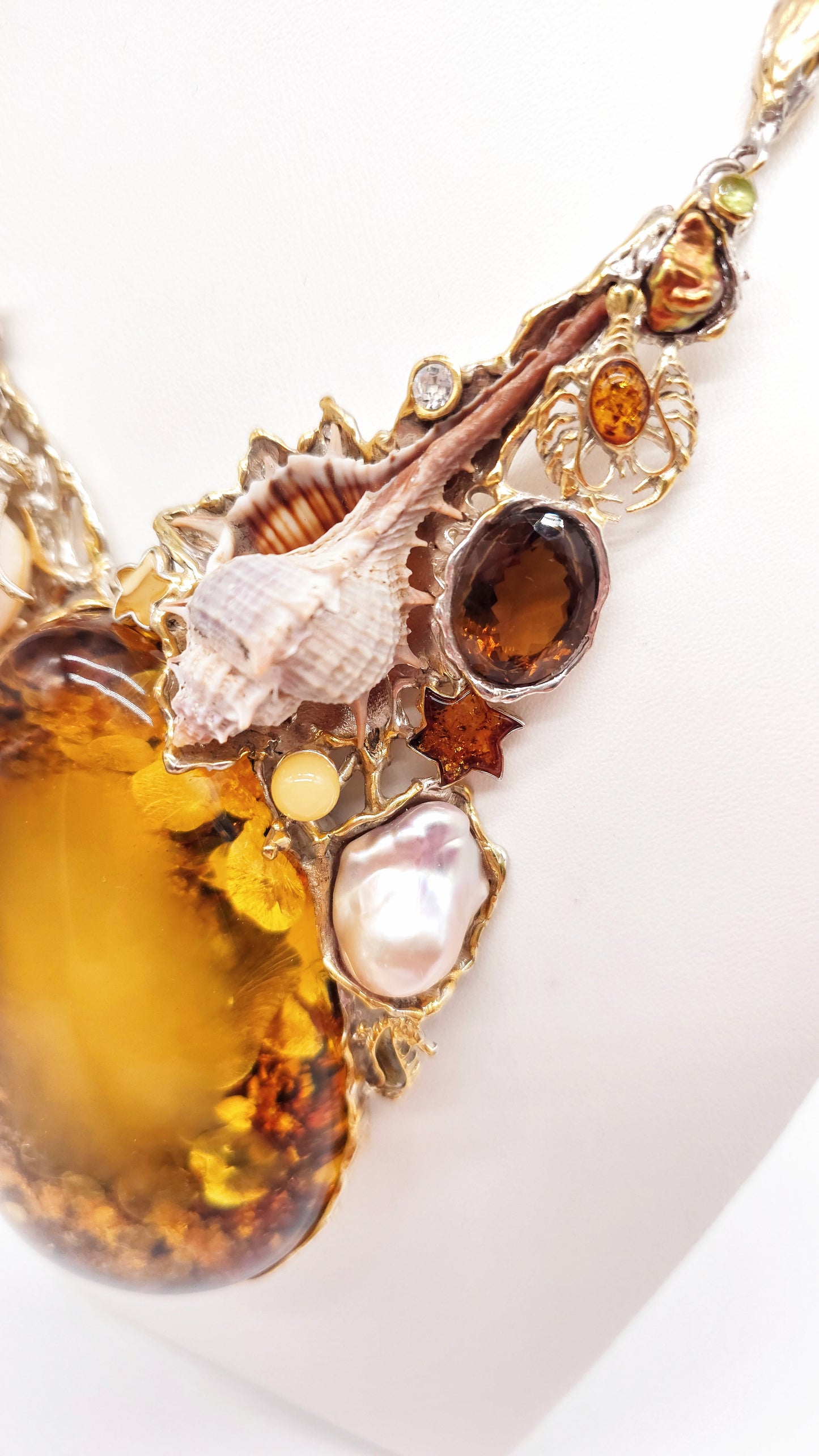 Collier de bijoux marins en argent doré – fait main