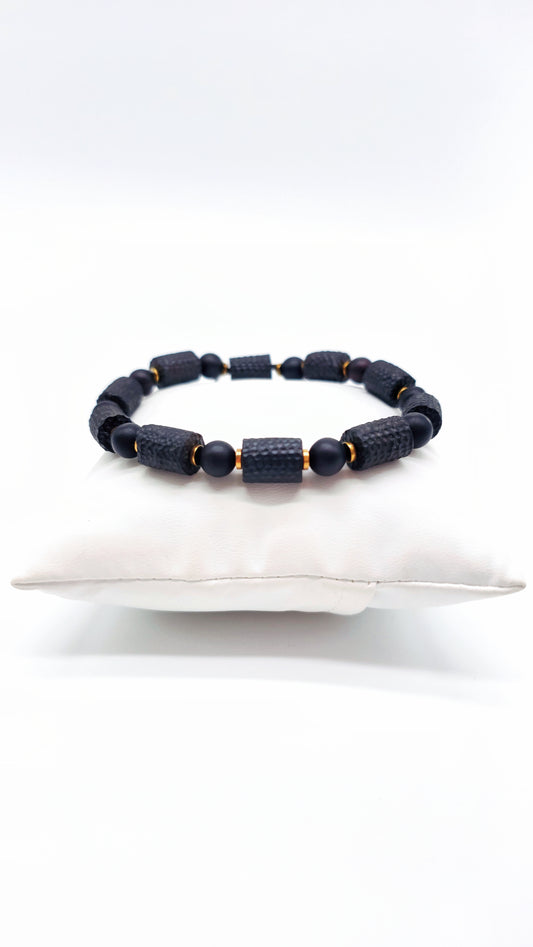 Unisex bracelet genuine amber black elegant