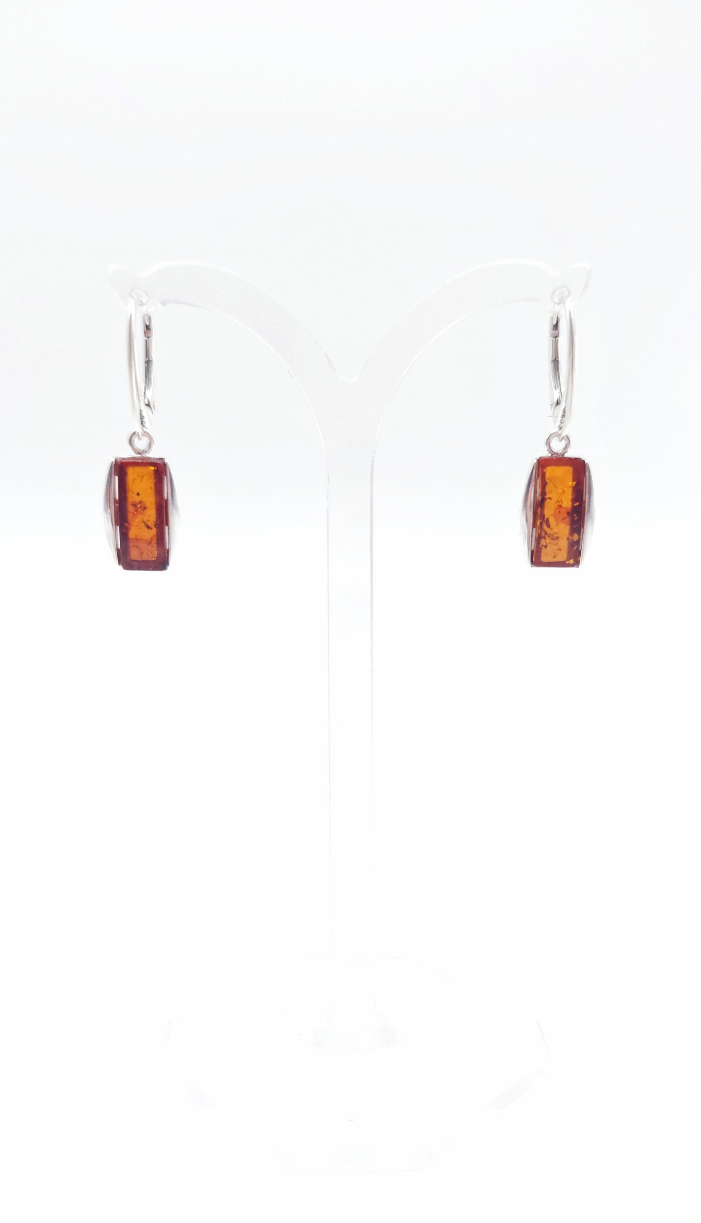 Minimalist amber earrings 3 cm long