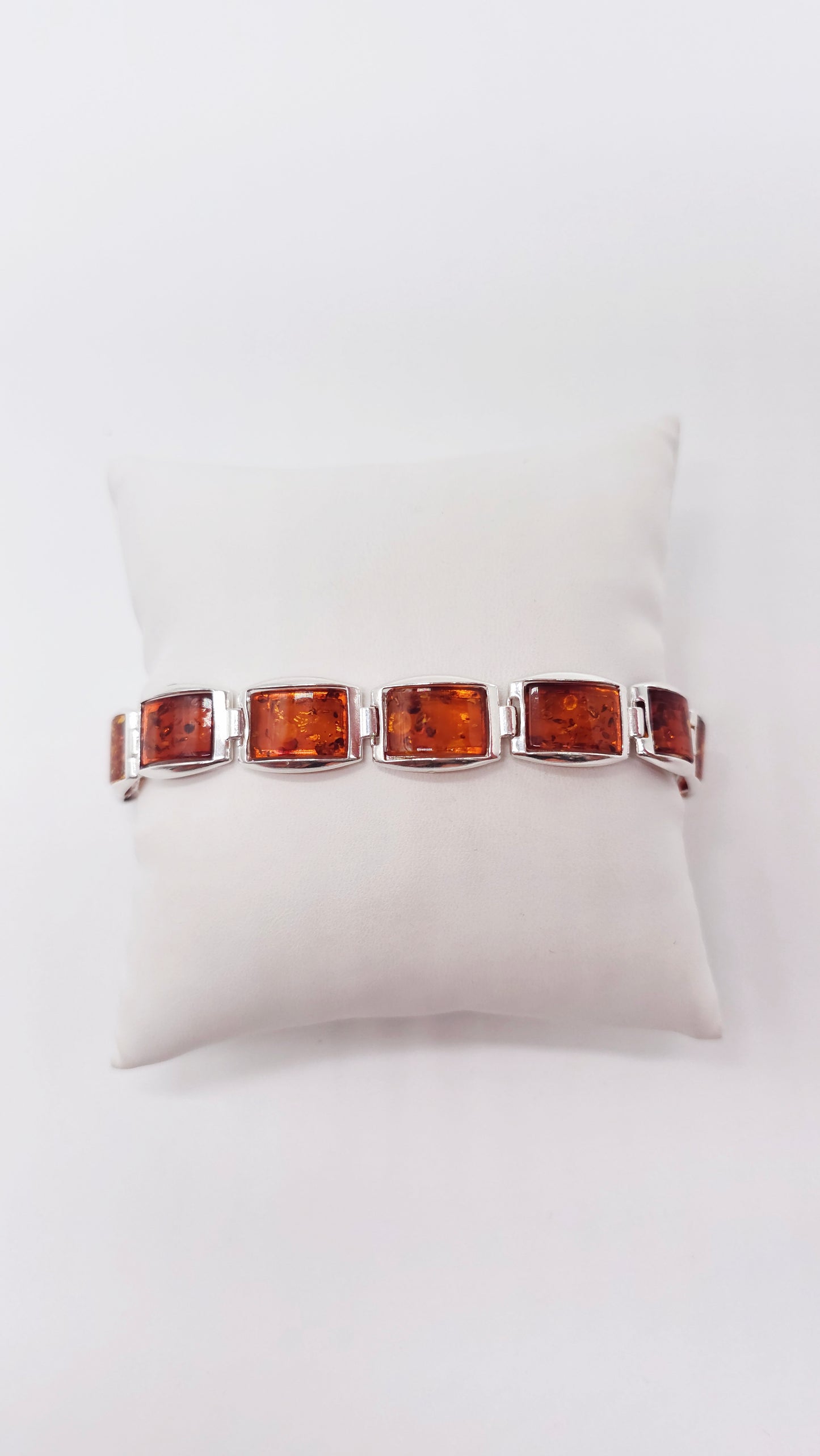 Rectangular amber bangle 925 silver