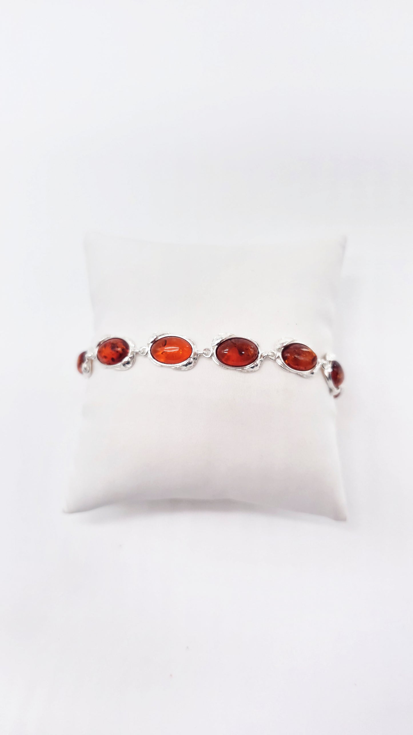 Silberarmband mit cognacfarbenem Bernstein