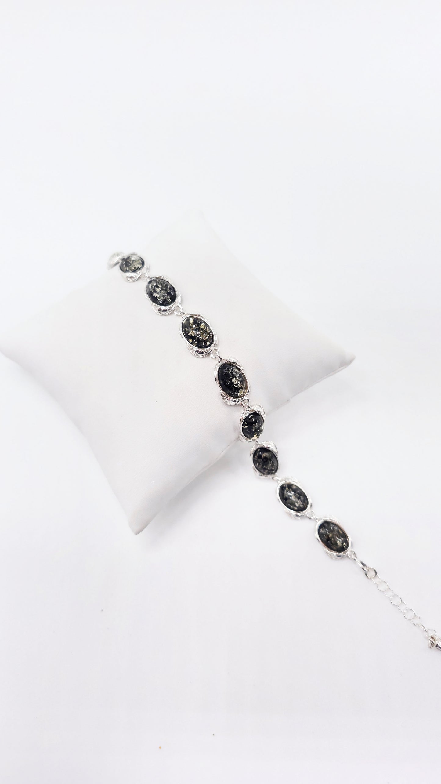 Silberarmband mit cognacfarbenem Bernstein