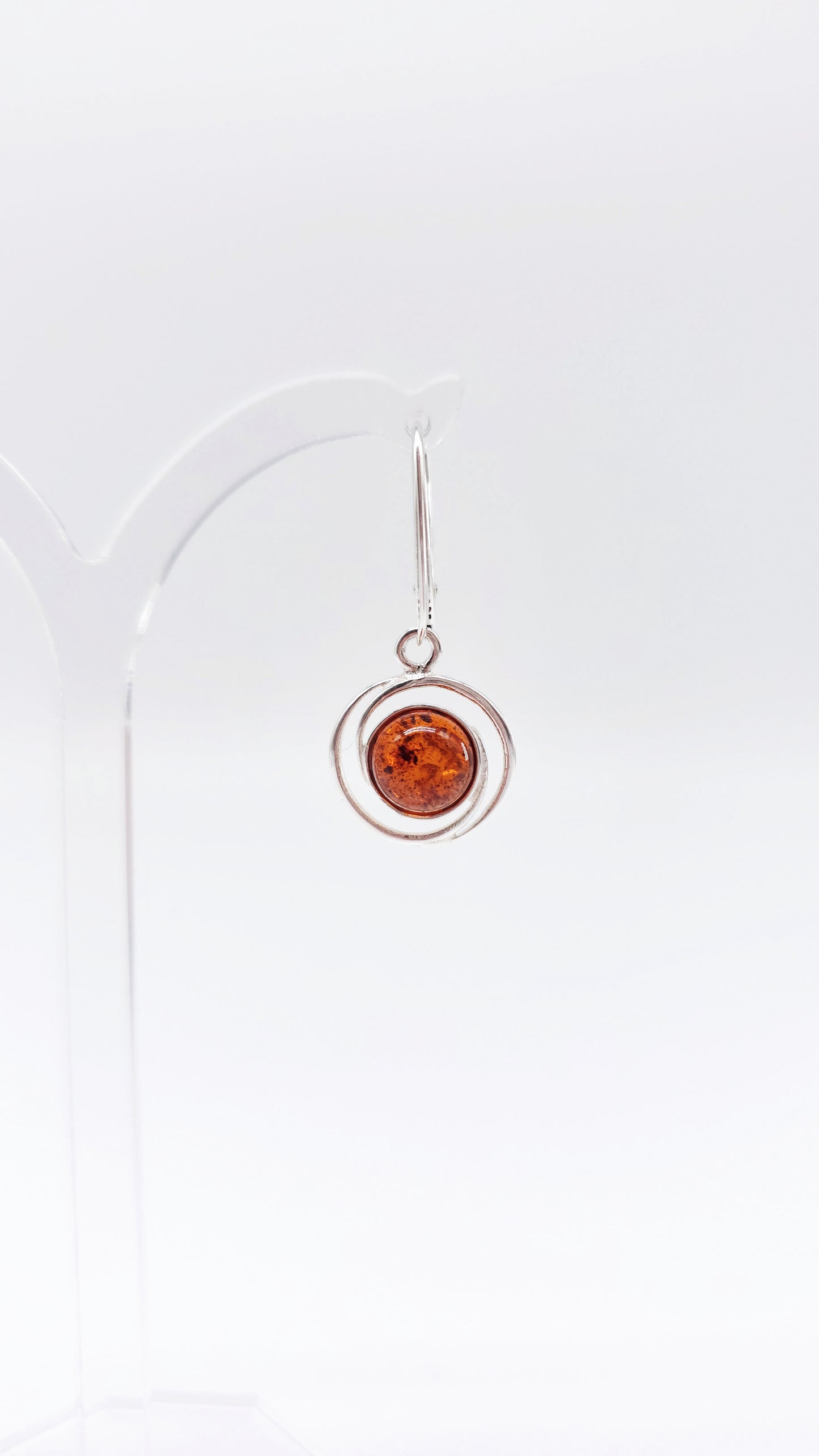 Round amber earrings – handmade jewelry