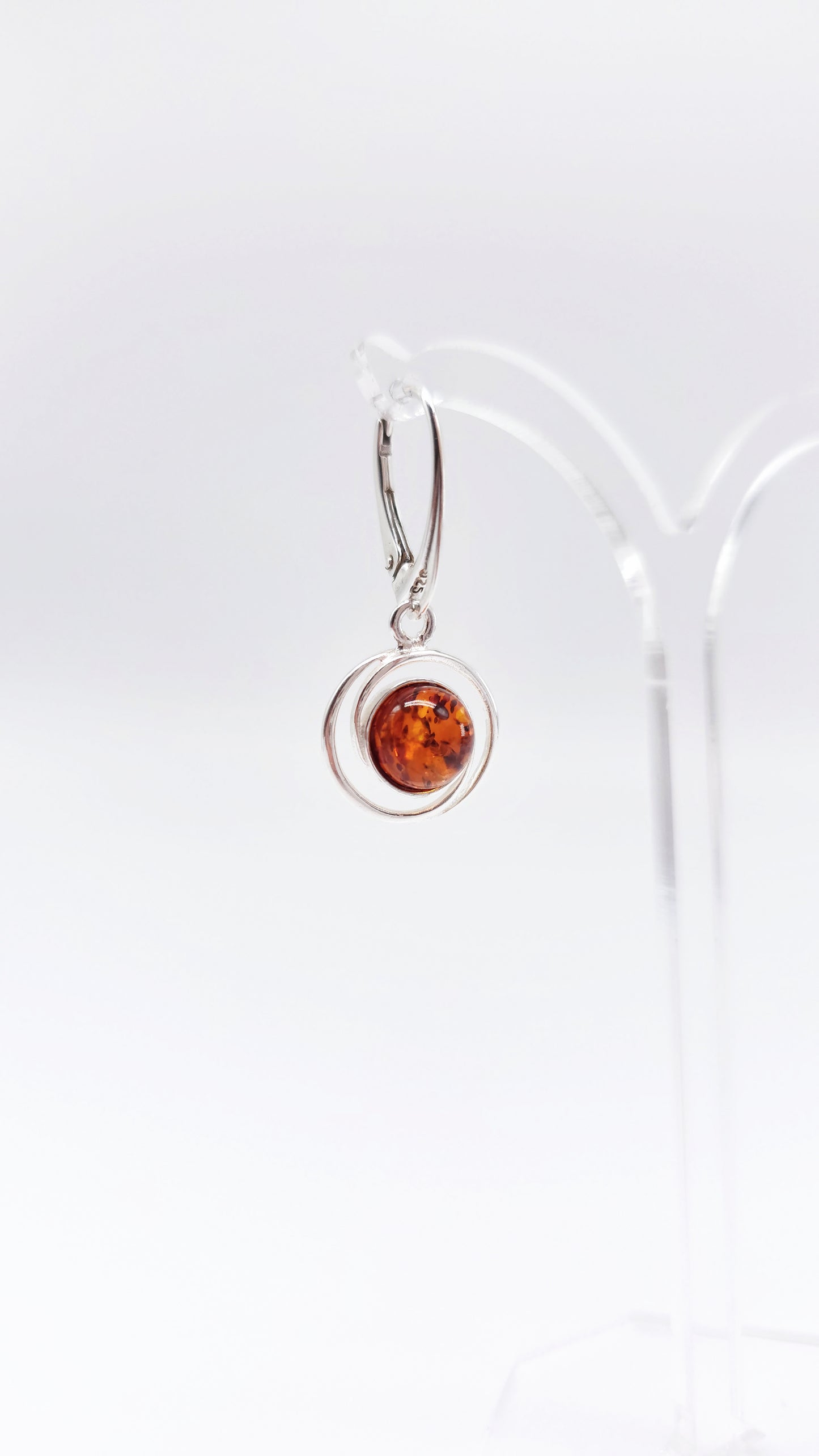 Round amber earrings – handmade jewelry