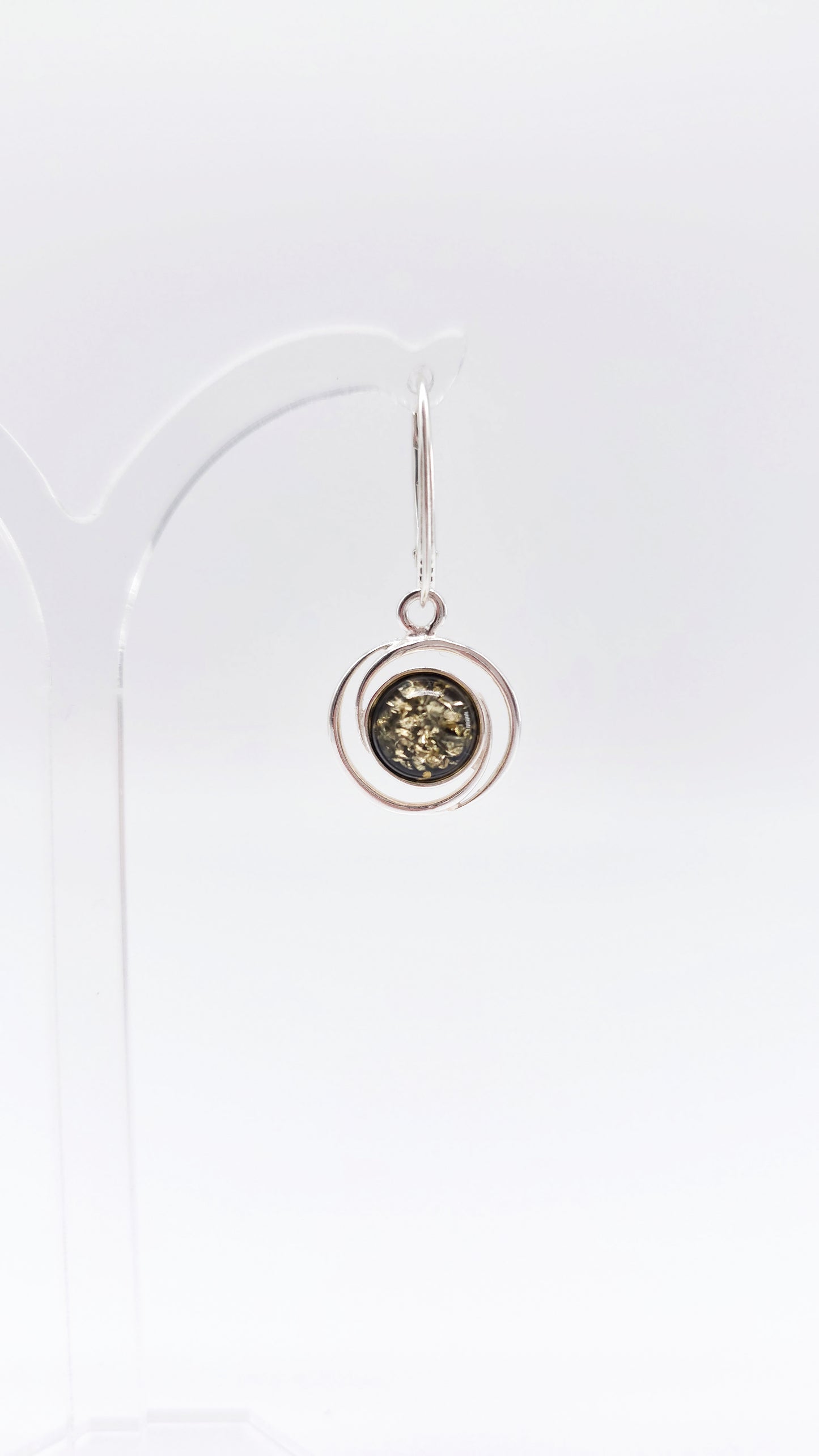 Round amber earrings – handmade jewelry