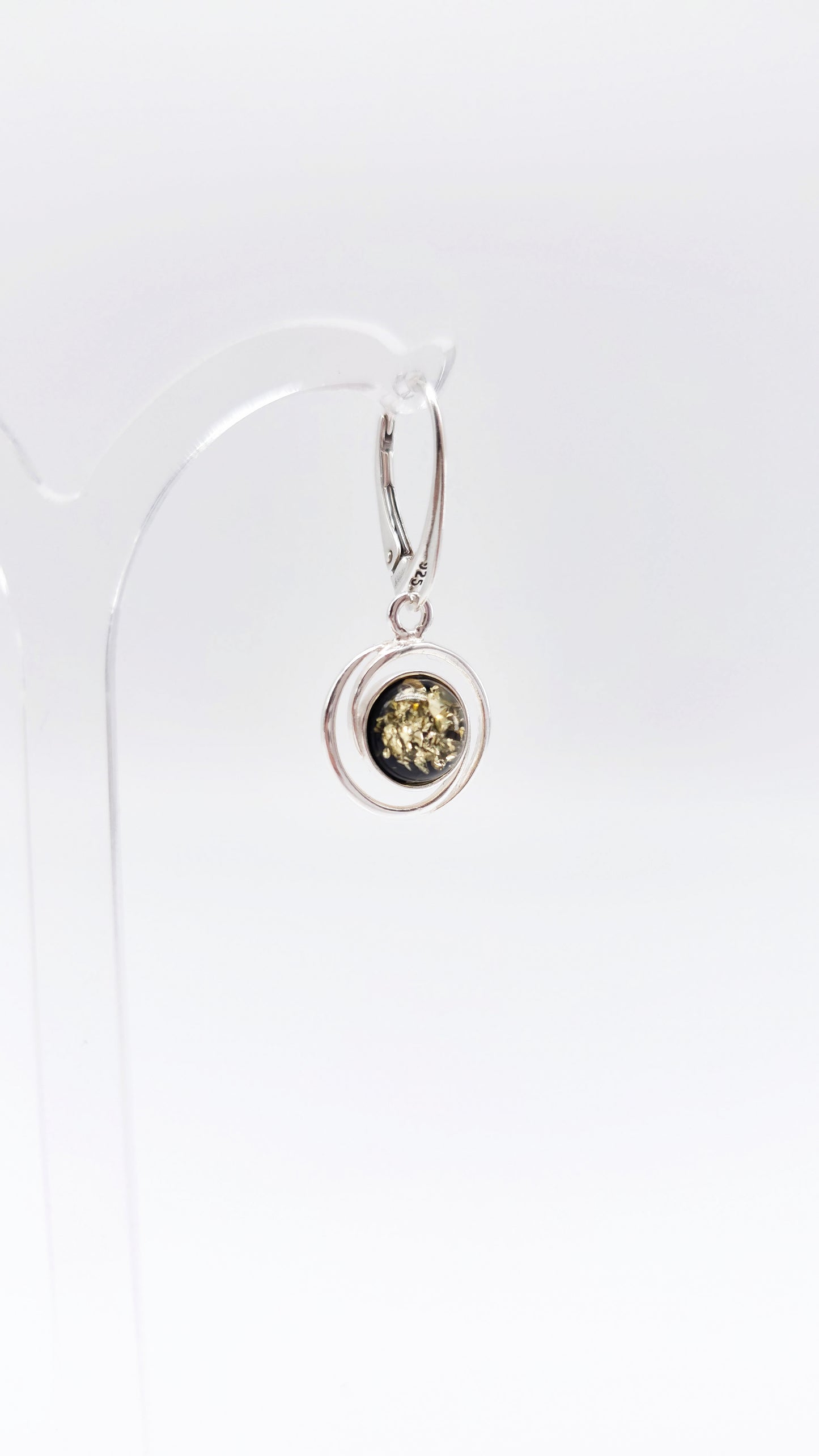 Round amber earrings – handmade jewelry