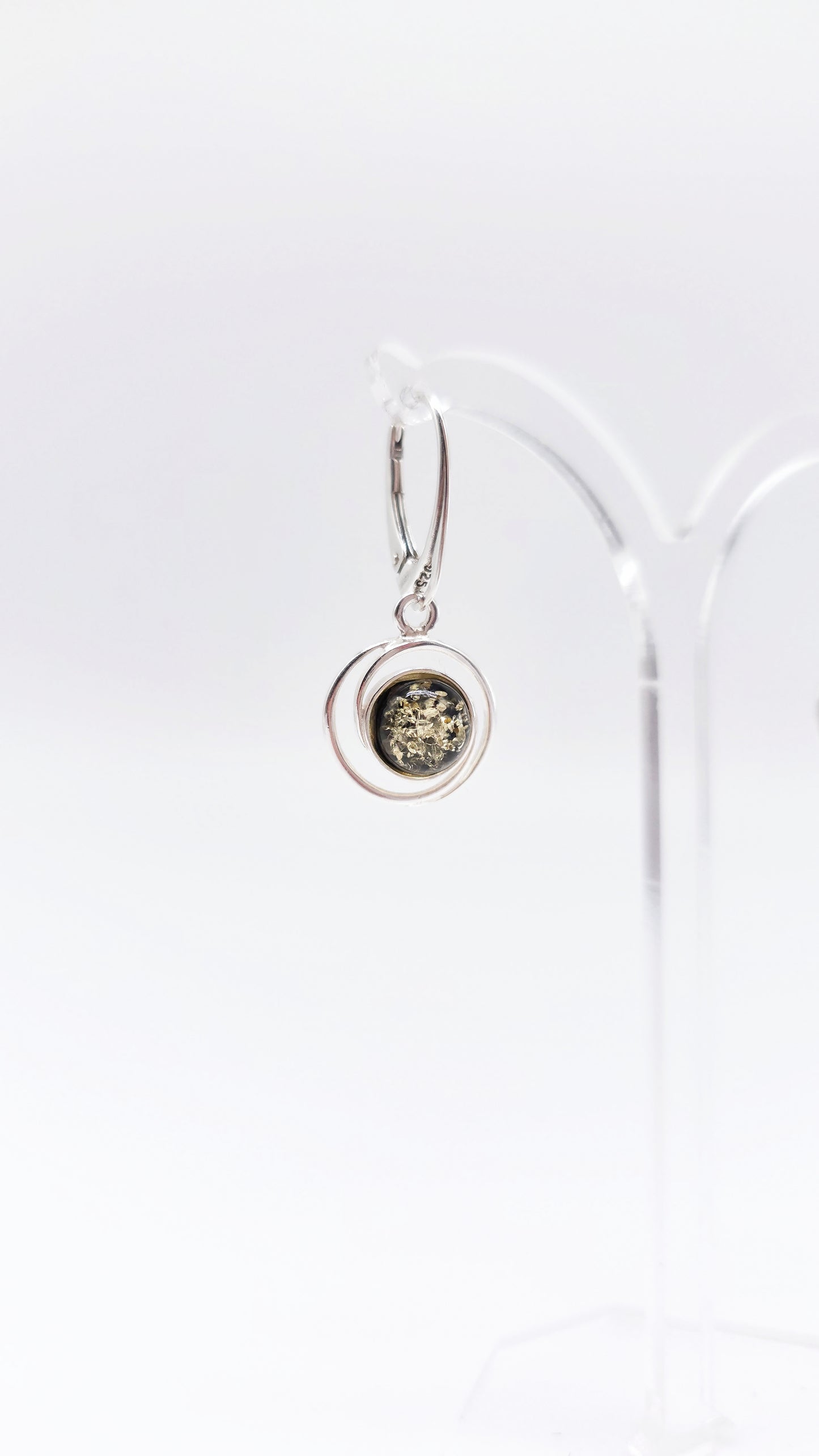 Round amber earrings – handmade jewelry