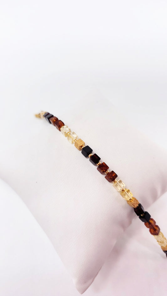 Armband Bernstein mehrfarbig – 925 Silber vergoldet