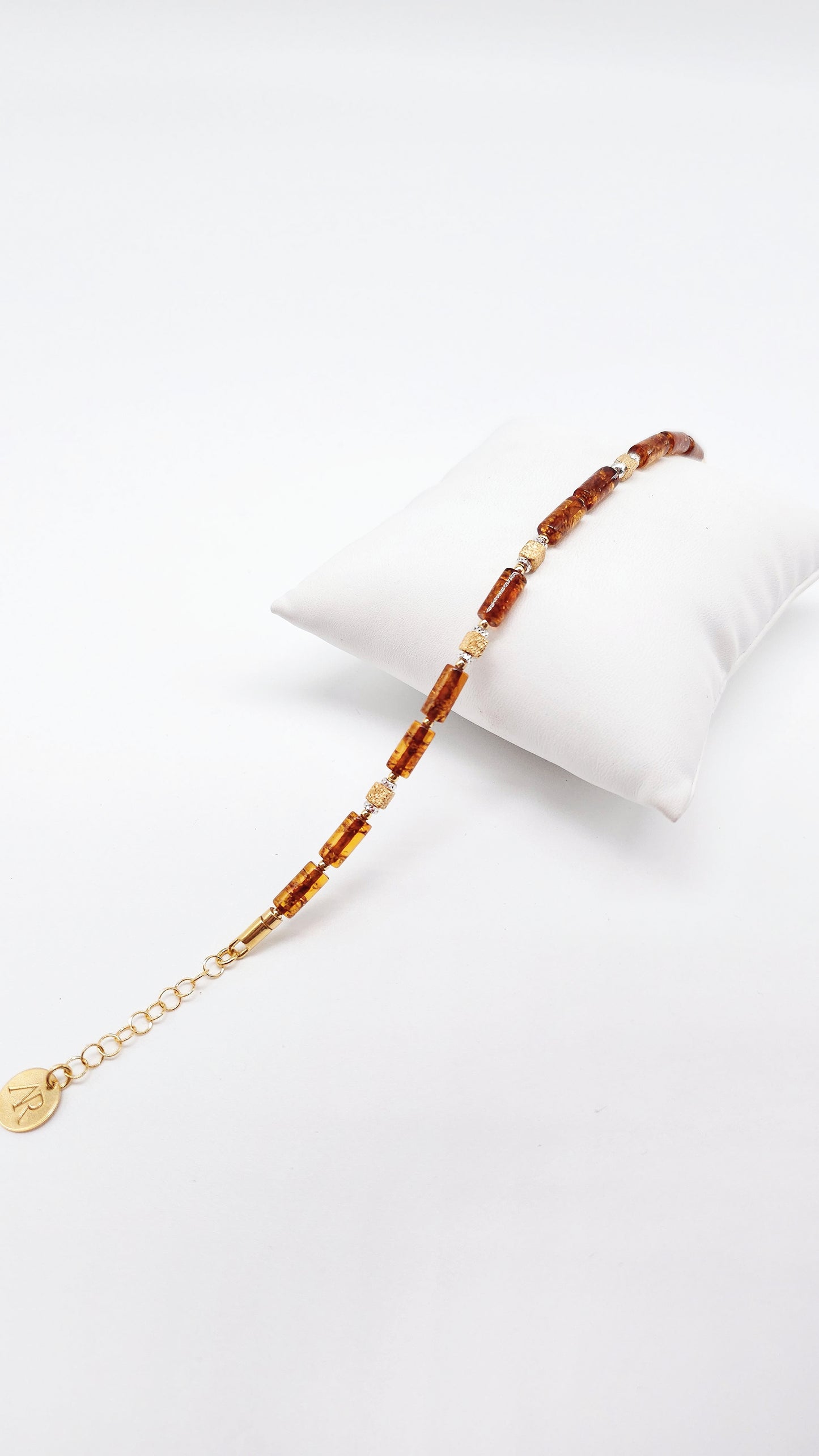 24K vergoldetes Armband mit Naturbernstein