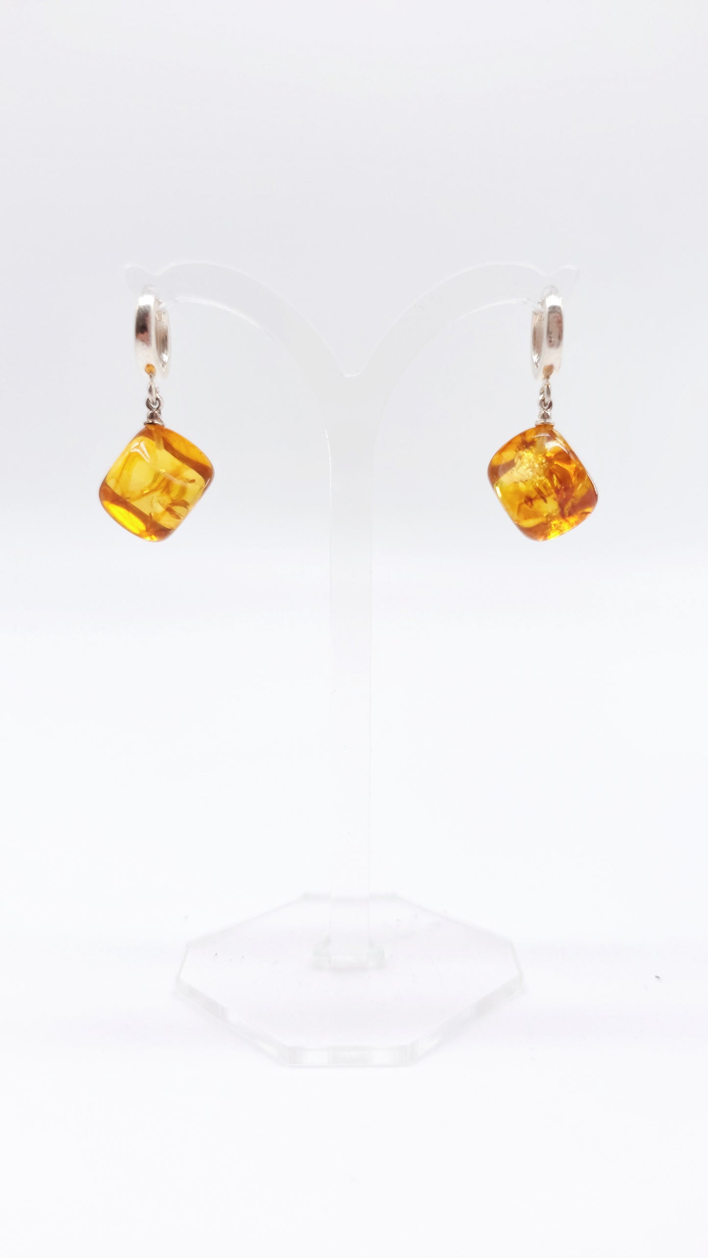Amber square earrings - handmade with style