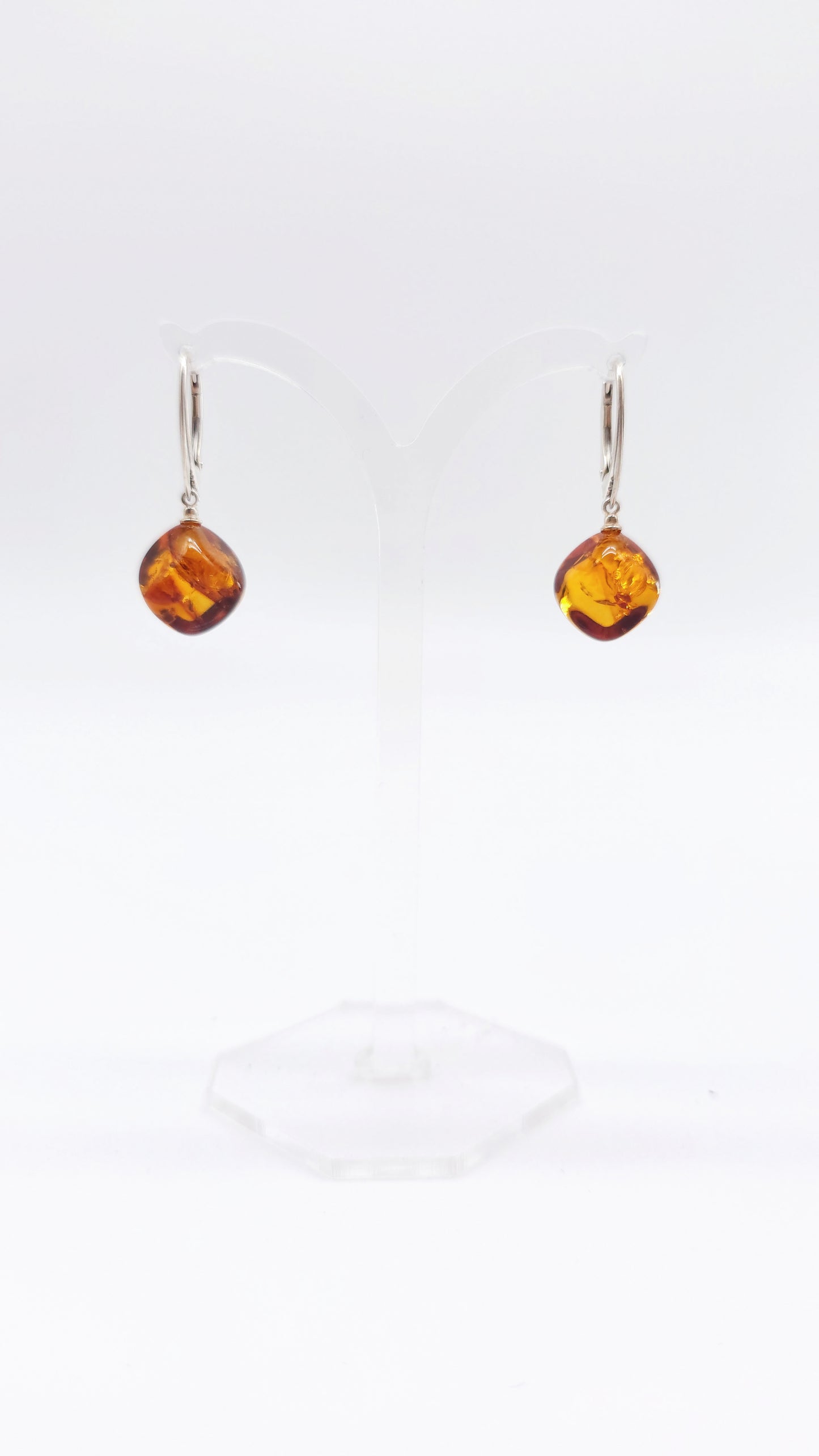 Amber square earrings - handmade with style