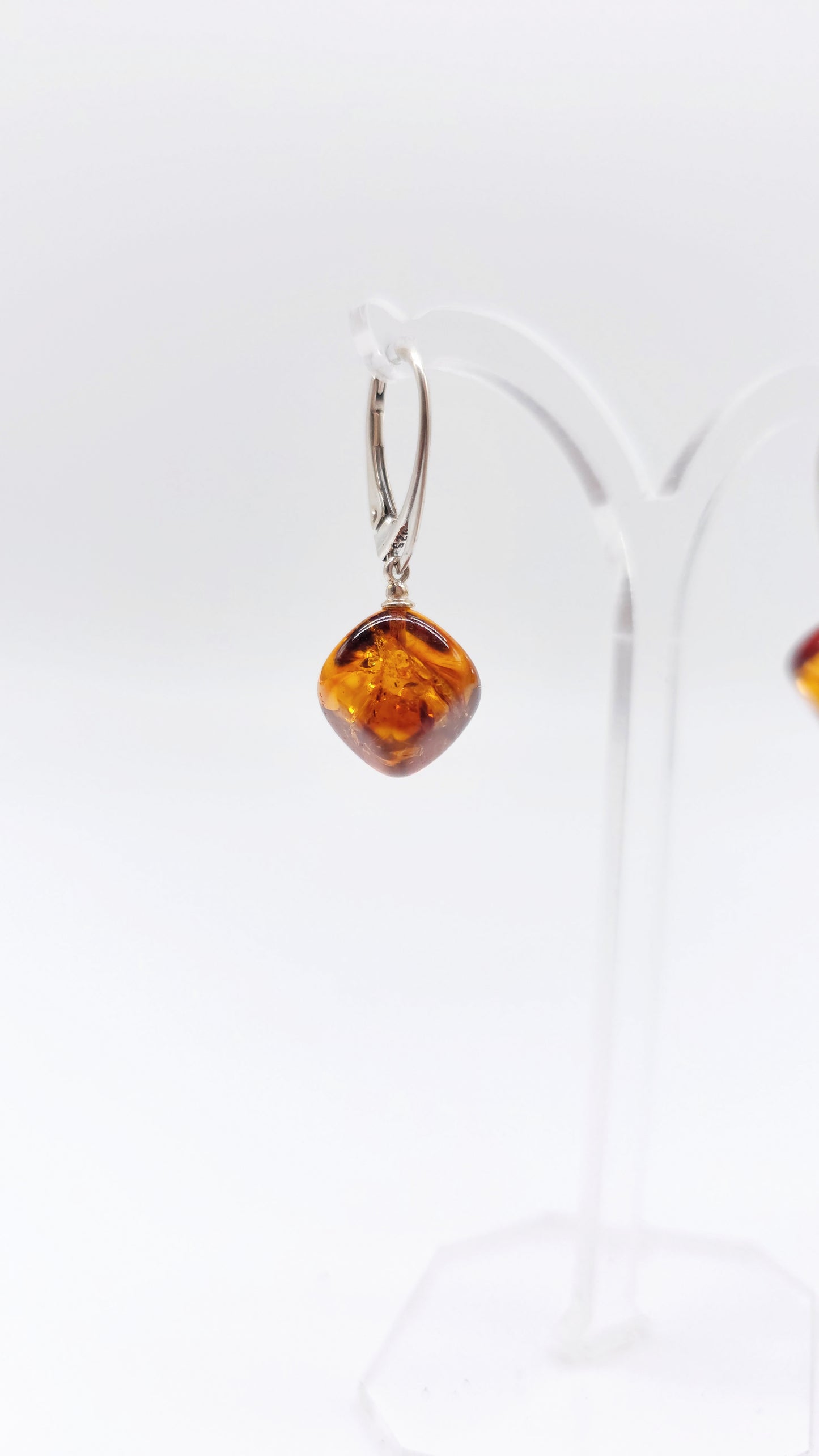 Amber square earrings - handmade with style