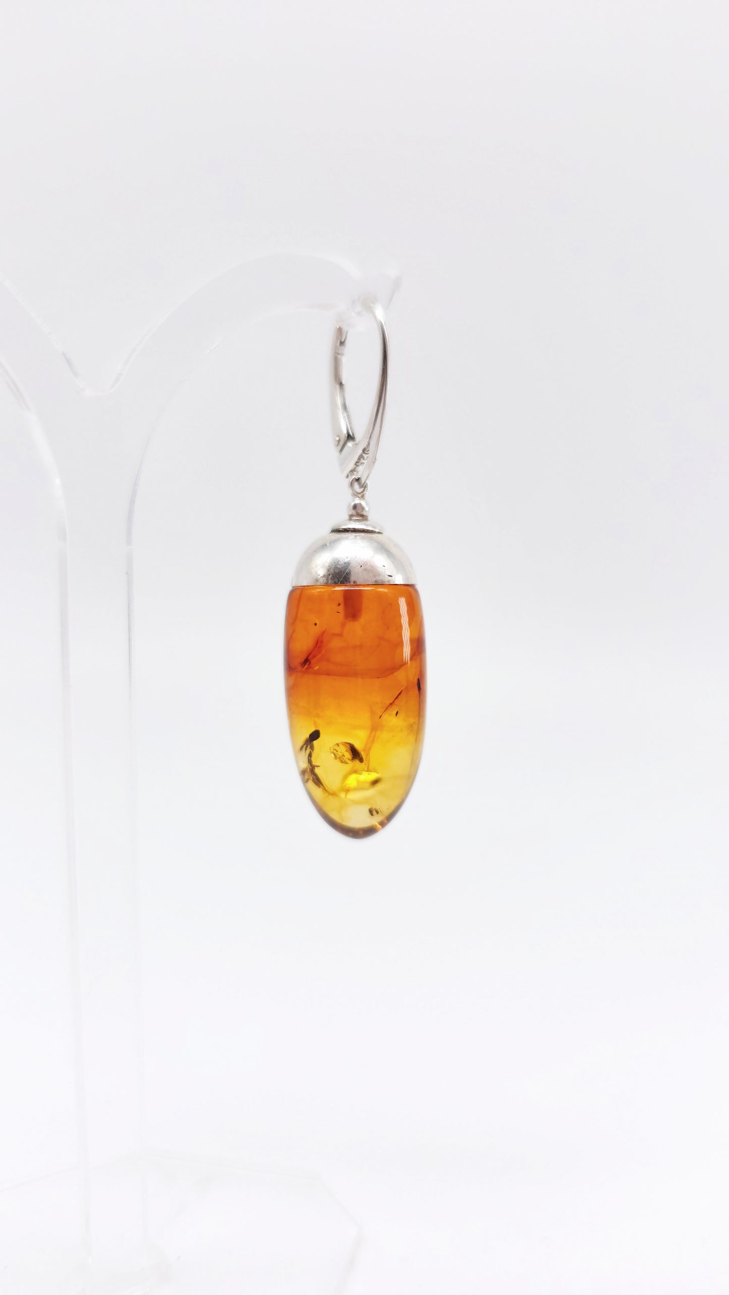 Earrings with real unique amber