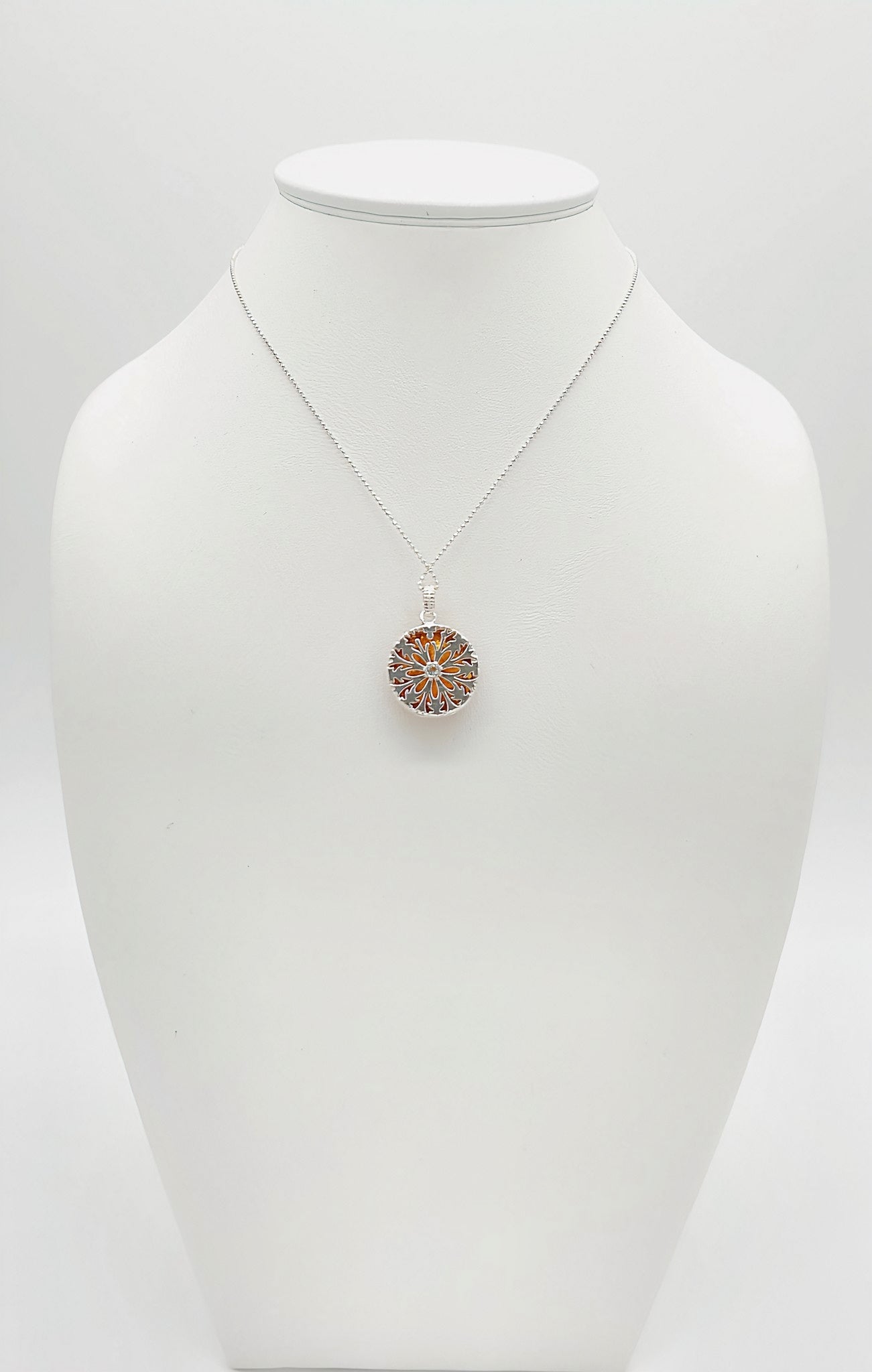 Convertible amber pendant in sterling silver
