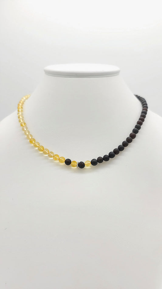 Two-tone amber necklace
