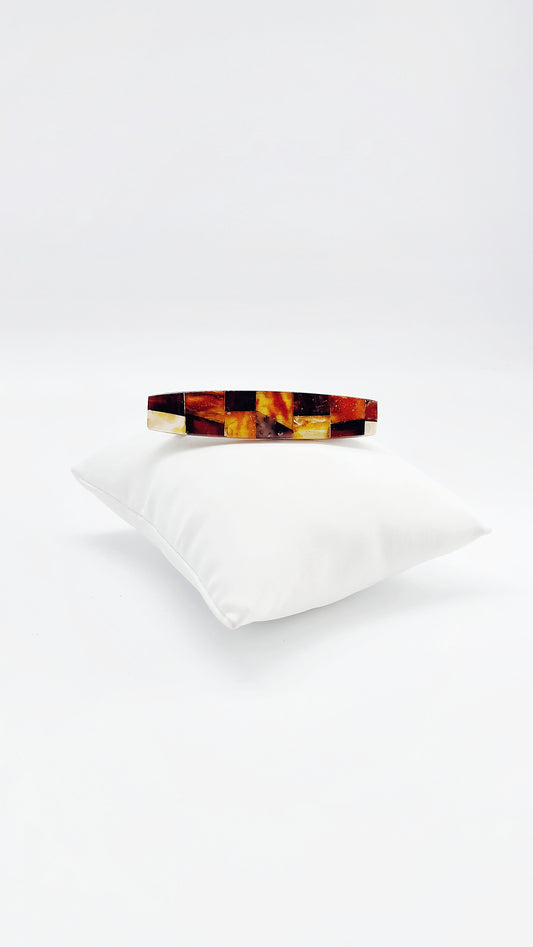 Elegante Haarspange aus Bernstein in Mosaik-Optik